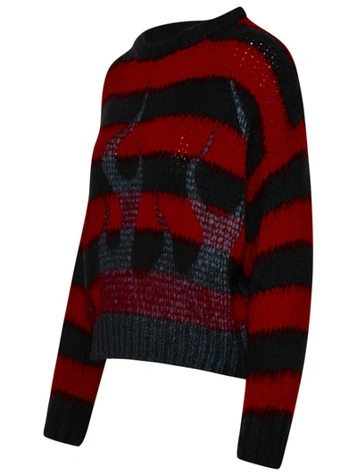 Shop Vision Of Super Red Striped Wool Blend Sweater