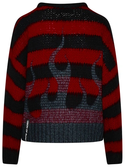 Shop Vision Of Super Red Striped Wool Blend Sweater