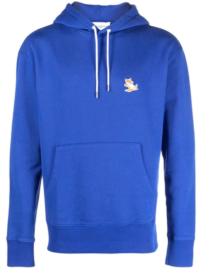 Shop Maison Kitsuné Sweatshirt With Hood And Logo In Blue