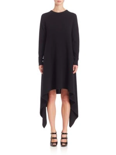 Alexander Mcqueen Cashmere Long-sleeve Flounce-hem Sweaterdress, Black