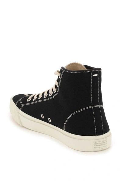 Shop Maison Margiela Hi-top Tabi Canvas Sneakers In Black