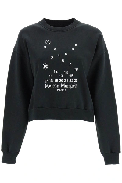 Shop Maison Margiela Logo Embroidery Sweatshirt In Black