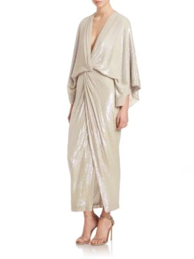 dvf sequin dress Diane Von Furstenberg Sequin Asymmetric One-Shoulder Midi Dress In Neutrals  - 15% Off