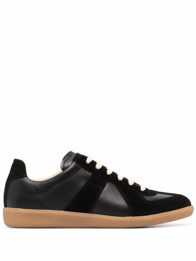 Maison Margiela Replica Low-top Suede Trainers In Black | ModeSens