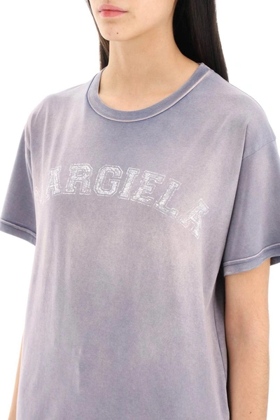 Shop Maison Margiela Vintage-effect Logo T-shirt In Purple
