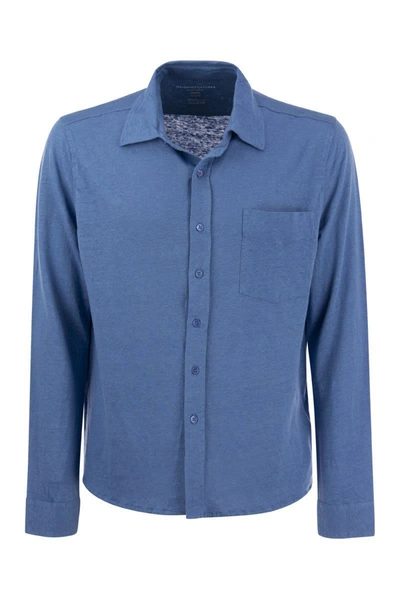 Shop Majestic Filatures Linen Long-sleeved Shirt In Light Blue