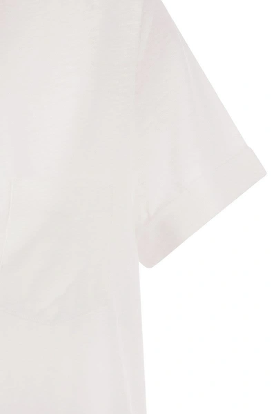 Shop Majestic Filatures Short-sleeved Linen Polo Shirt In White