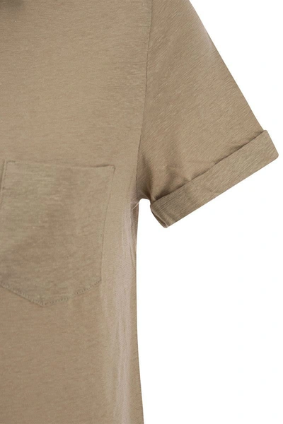 Shop Majestic Filatures Short-sleeved Linen Polo Shirt In Sand