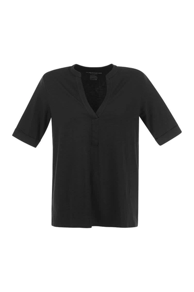 Shop Majestic Filatures Viscose Serape Neckline Tunic In Black