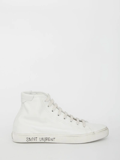 Shop Saint Laurent Malibu Mid-top Sneakers In White