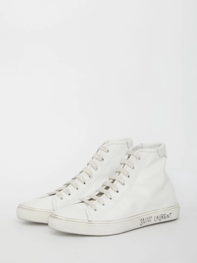 Shop Saint Laurent Malibu Mid-top Sneakers In White