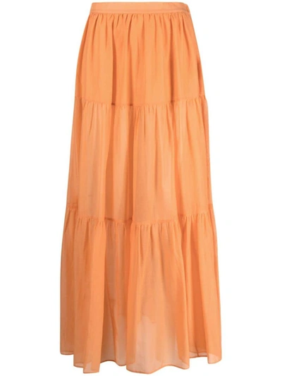 Shop Manebi Manebí Recife Silk-cotton Voile Skirt In Orange