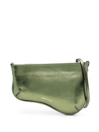 Shop Manu Atelier Mini Curve Bag Leather Shoulder Bag In Green