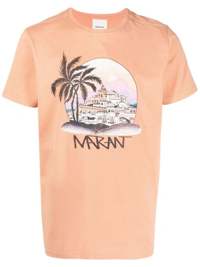 Shop Marant Isabel  Graphic-print T-shirt In Yellow