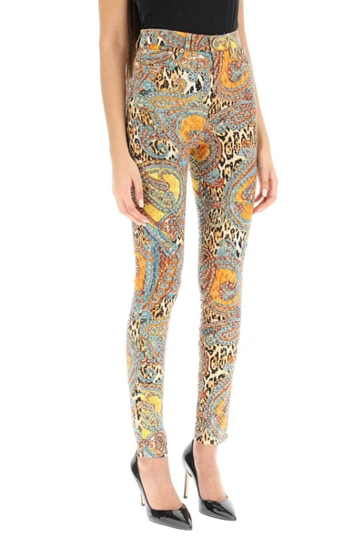 Shop Marciano By Guess Diamanté Printed Cotton Pants In Multicolor