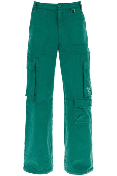 Shop Marine Serre Cargo Pants With Wide Leg In Green