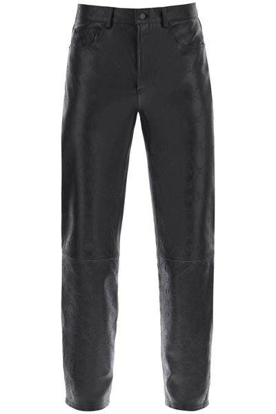 Shop Marine Serre Monogram Deadstock Leather Pants In Black