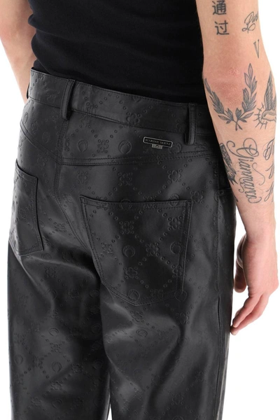 Shop Marine Serre Monogram Deadstock Leather Pants In Black