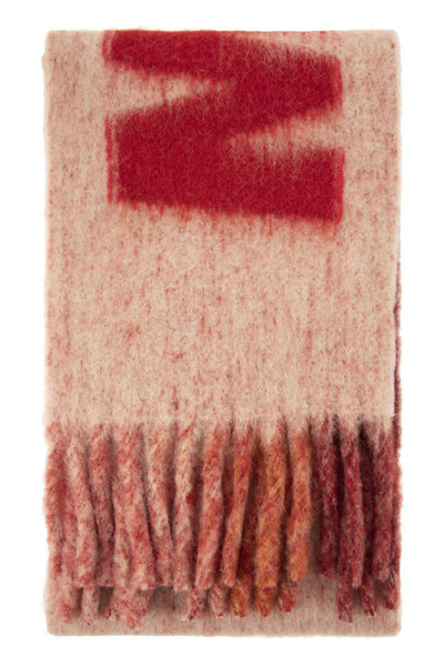Shop Marni Alpaca, Wool And Mohair Blend Scarf In Orange/red
