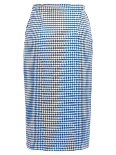 Shop Marni Check Longuette Skirt In Light Blue