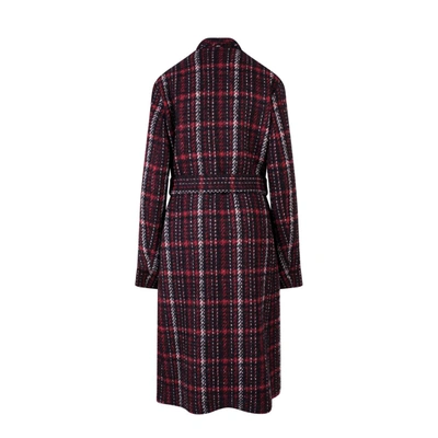 Marni Reversible Madras Coat With Double Belt In Red