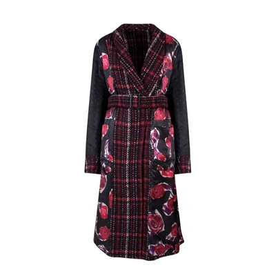 Marni Reversible Madras Coat With Double Belt In Red