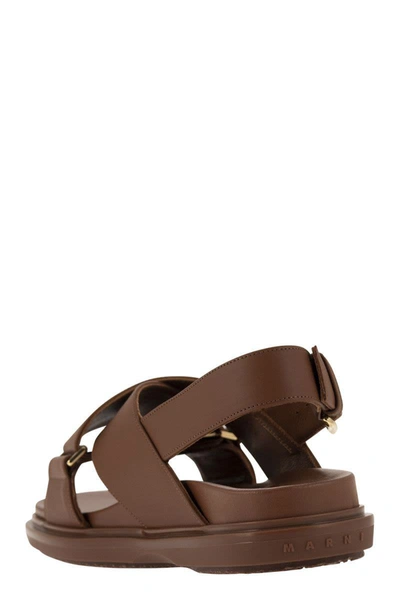 Shop Marni Fussbett Leather Sandal In Brown