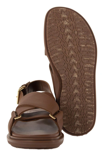 Shop Marni Fussbett Leather Sandal In Brown