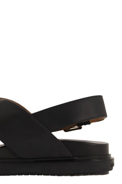 Shop Marni Fussbett Leather Sandal In Black