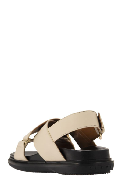 Shop Marni Fussbett Leather Sandal In Ivory