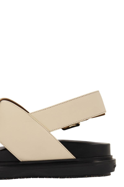 Shop Marni Fussbett Leather Sandal In Ivory