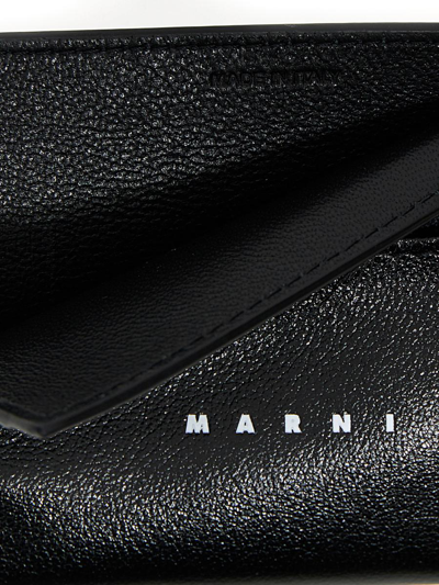 Shop Marni Logo Leather Card Holder In Multicolor