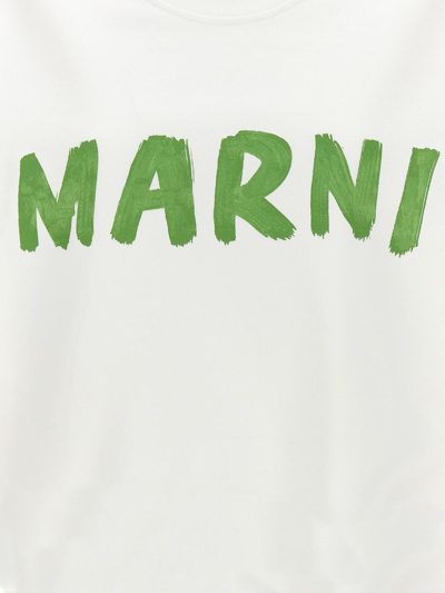 Shop Marni Logo Print Sweatshirt In White