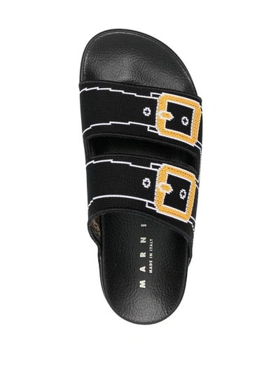 Shop Marni - Double-strap Slides In Black