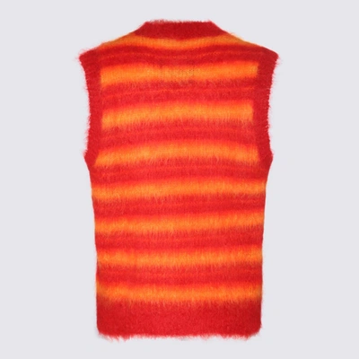 Shop Marni Red And Orange Mohair And Wool Blend Knitted Vest In Lacquer
