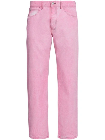 Shop Marni Straight Trouser In Cotton Drill In Pink