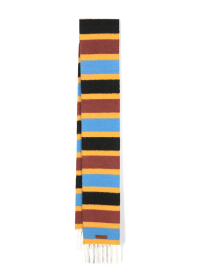 Shop Marni Stripe-pattern Fringed Scarf In Multicolour