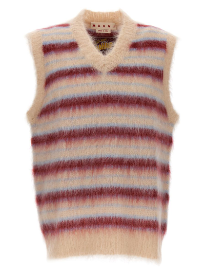 Shop Marni Striped Mohair Vest In Multicolor