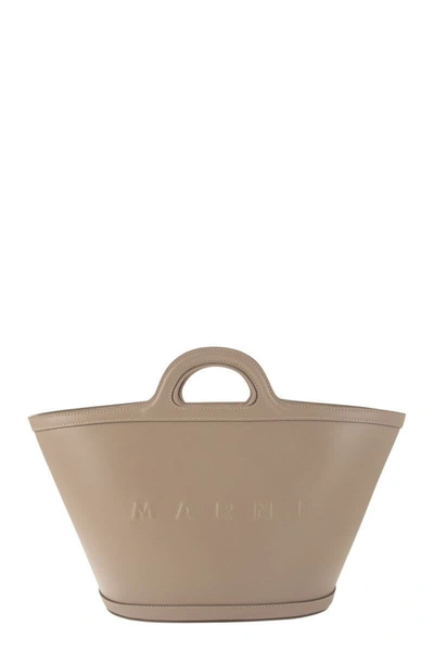 Shop Marni Tropicalia S - Leather Handbag In Beige