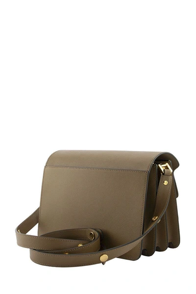 Shop Marni Trunk Bag In Mono-coloured Saffiano Calfskin In Cigar