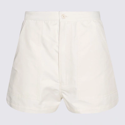 Shop Marni White Cotton-linen Blend Shorts In Stone White