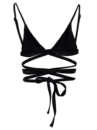 Shop Matteau Woman's Black Nylon Bikini Top With Crossed Laces