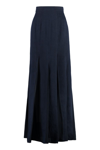 Max Mara Nicia Pleated Georgette Maxi Skirt In Blue | ModeSens