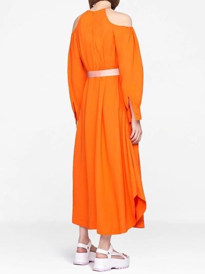 Shop Stella Mccartney Maxi Dress With Belt In Orange