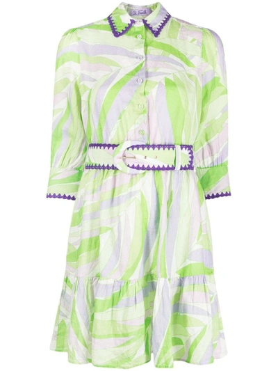 Shop Mc2 Saint Barth Short Dress With Belt In Multicolour