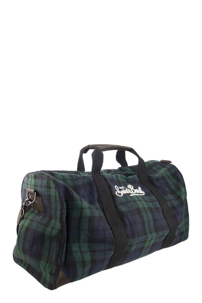Shop Mc2 Saint Barth Tartan Fabric Tavel Bag In Green/blue