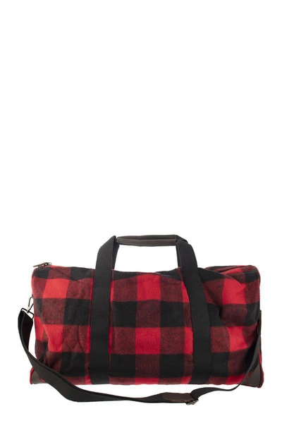 Shop Mc2 Saint Barth Tartan Fabric Tavel Bag In Red/black