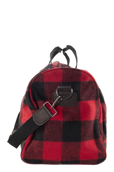 Shop Mc2 Saint Barth Tartan Fabric Tavel Bag In Red/black