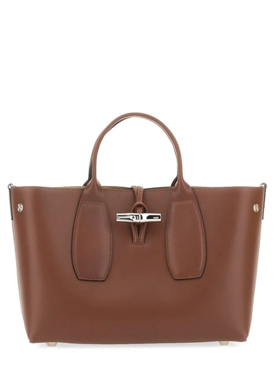 Longchamp Roseau Medium Top Handle Bag In Brown