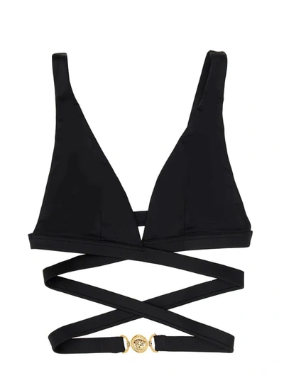 Shop Versace Medusa Bikini Top In Black